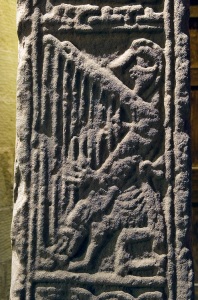 Pictish stone cross Pict David harp musician art